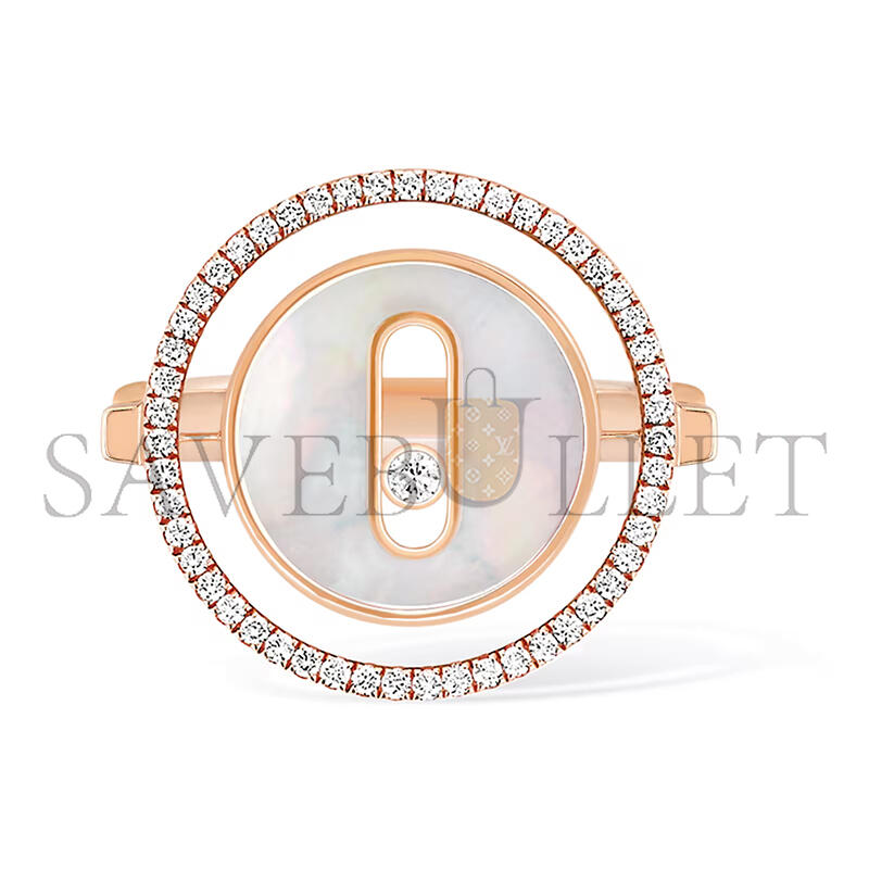 Mes1kaa 18k rose gold 0.18cttw d1am0nd and mother of pearl lucky move ring 37710780